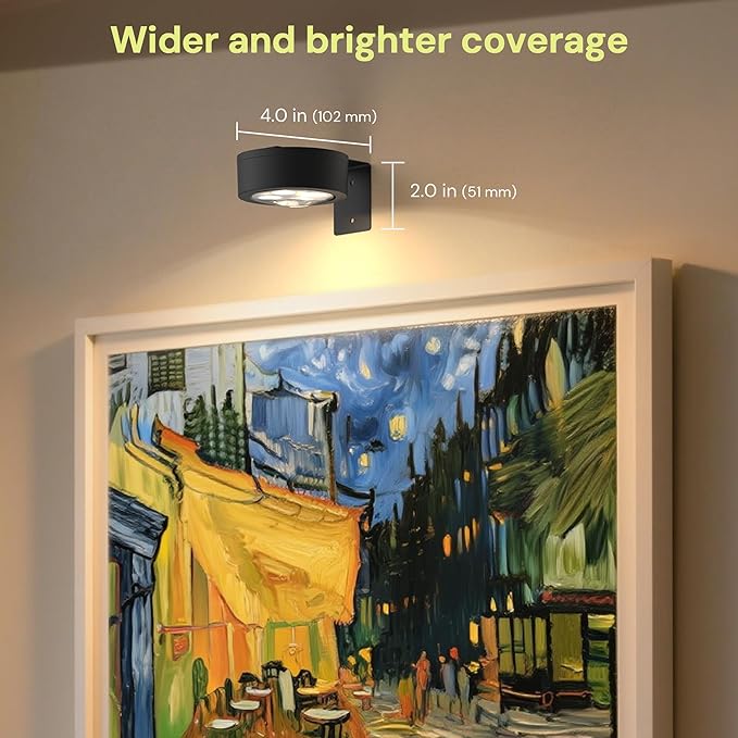 L LOHAS LED Black Battery Operated Picture Light, 3Pcs Magnetic Led Painting Light with Remote Dimmable and Timer, Art Display Light for Picture Frame Paintings, Wireless Wall Decor Puck Lights, 3CCt