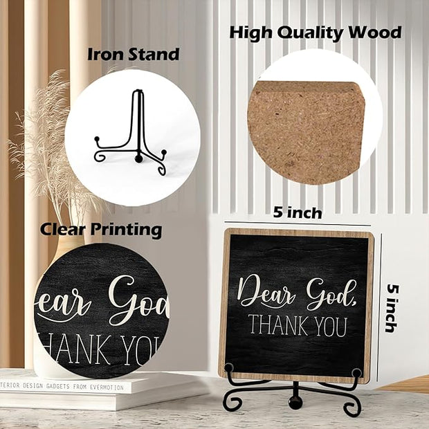 Modern Farmhouse Decor, Home Decor For Living Room, Boho Chic Aesthetic Shelf Decorations, Christian Dear God Sign, Farm House Entryway Tv Stand Fireplace Coffee Table Decoration (01)