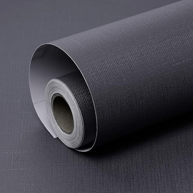 Amiya Black Peel and Stick Wallpaper Solid Color Textured Grey Contact Paper Pure Self Adhesive Wallpaper Matte Removable Wall Paper Decorative Walls Decal Vinyl Roll 15.7"×120"