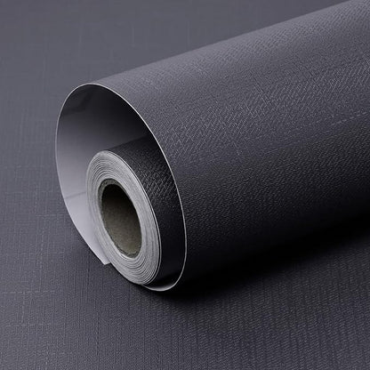 Amiya Black Peel and Stick Wallpaper Solid Color Textured Contact Paper Pure Black Self Adhesive Wallpaper Matte Removable Wall Paper Decorative Walls Decal Vinyl Roll A Set of15.7×400"