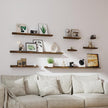 Floating Shelves for Wall Decor, Wall Mounted Wood Storage Shelf for Bedroom, Living Room, Bathroom, Kitchen, Nursery, Rustic Display Picture Ledge Shelf with Lip Set of 2-14 Inches, Brown