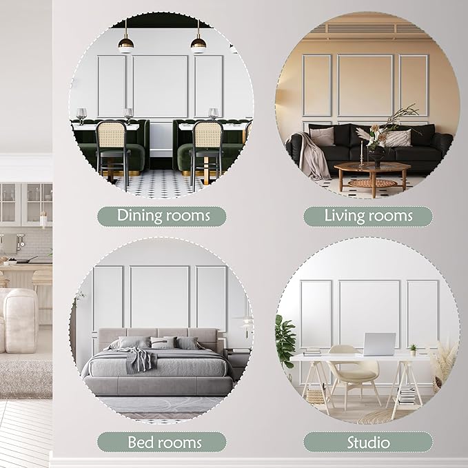 Sunnyglade 6 Frame Pre-Cut Wall Molding kit, Ready to Assemble Wainscoting Panels for Interior Wall Décor, Bedroom Living Room Office Accent Wall - Easy Installation with Glue (6)