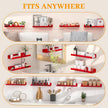 2 Pack Floating Shelves–15'' Red Acrylic/PET Wall-Mounted No Drill Storage with Adhesive, Bathroom & Bedroom Shelving for Kitchen, Living Room, Home Decor