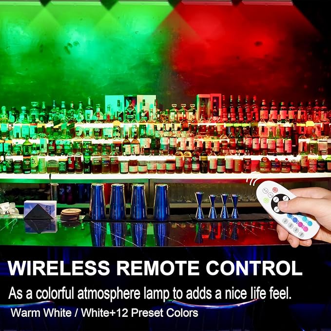 Remote Control RGB Lights Under Cabinet Lighting Rechargeable, 48-LED Wireless Kitchen Counter Lights Closet Light RGB Bar Perfect for Indoor Pantry Display Shelf Hallway 1 Pack, 15 Color Changing