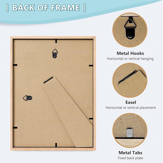 8x10 Picture Frame, Black Wood Photo Frame 5x7 with Mat or 8x10 without Mat with Perspex Glass for Vertical or Horizontal Tabletop Wall Display for Photos, Birthday Christmas Gift, Set of 4