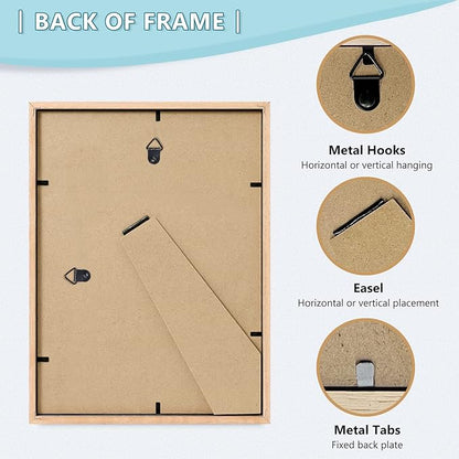 8x10 Picture Frame, Black Wood Photo Frame 5x7 with Mat or 8x10 without Mat with Perspex Glass for Vertical or Horizontal Tabletop Wall Display for Photos, Birthday Christmas Gift, Set of 4