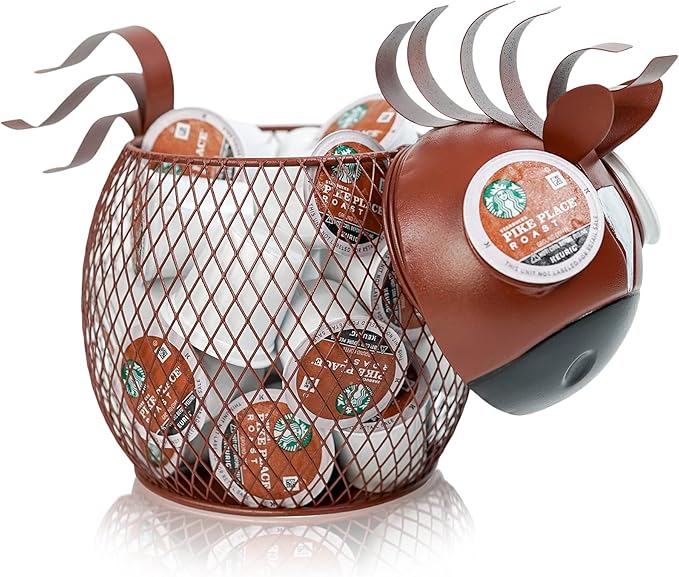 Made Easy Kit Coffee Pod Organizer - Home Coffee Bar Functional Décor - Café Station Countertop Storage Accessories (Brown Horse)