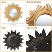 Jetec 4 Pcs Big Sunburst Wall Mirror Gold Vintage Mirror Set for Wall Metal Hanging Round Decorative Mirrors Accessories Modern Present for Living Room Bedroom Entryway Home Decor 10 Inch