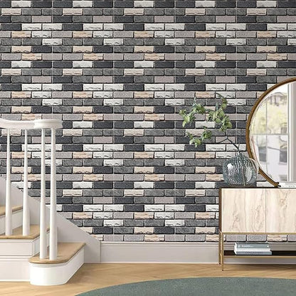 Yancorp 32.8ft Peel and Stick Wallpaper Dark Grey Stone Brick Wallpaper Self-Adhesive Backsplash Decorative Wallpaper Wall Covering…