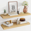 36 Inch Floating Shelves, 12 Inch Deep Floating Shelves for Wall, Floating Shelf with Invisible Brackets, Deep Shelves for Bathroom, Bedroom, Living Room, 2 Pack, Natural