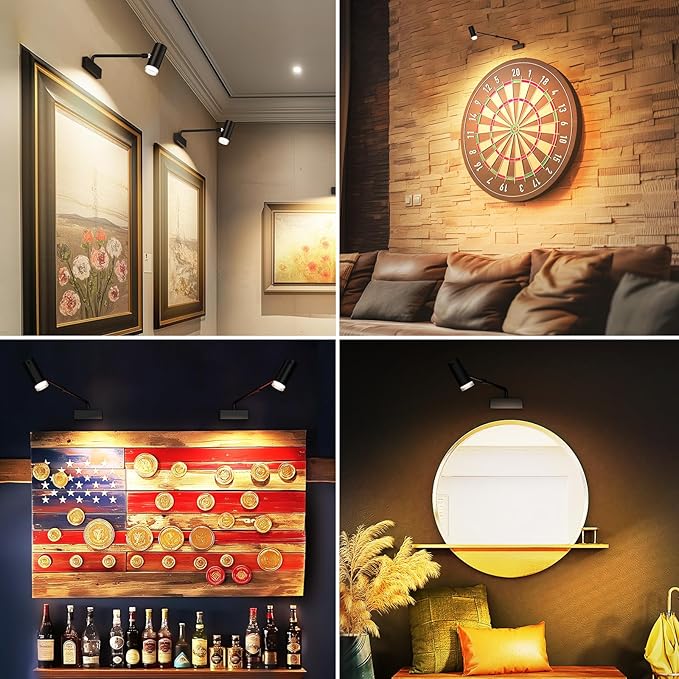PESUTEN Battery Operated Picture Light, Adjustable Length Wireless Art Light for Paintings CCT Dimmable Rechargeable Picture Light with Remote Control for Gallery Reading Dartboard Bathroom