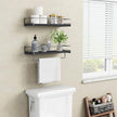 Forbena Black Floating Shelves for Bathroom Wall Set of 2, Kitchen Spice Rack Wall Mount, Modern Wood Hanging Wall Shelves for Bedroom Organizer, Restroom Pantry Closet Storage (Grey-Black)