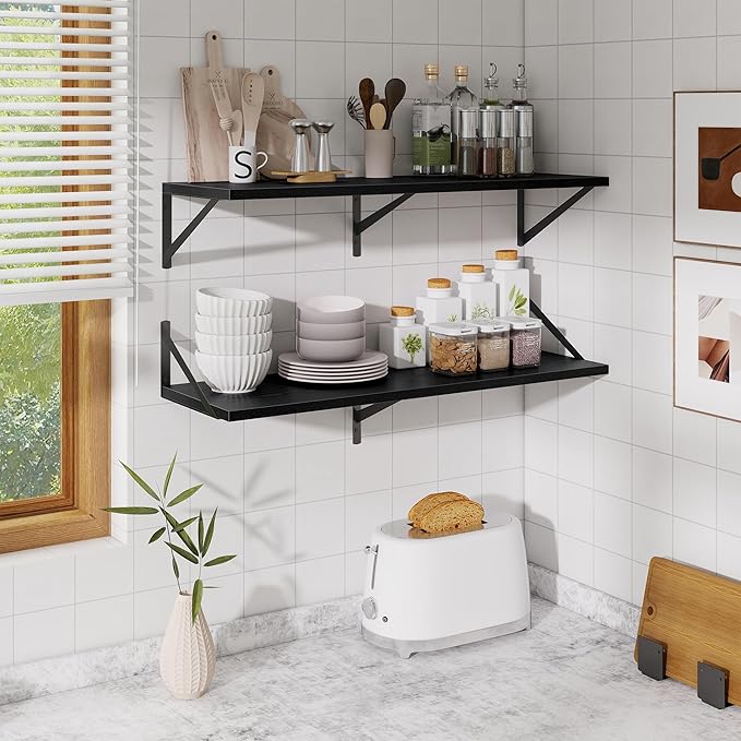 Black Deep Floating Shelves for Wall,36