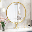 PROHOMEWARE Gold Round Bathroom Mirrors, 24 inch Circle Wall Mounted Hanging Mirror for Entryway, Living Room, Hallway, Bathroom, Bedroom