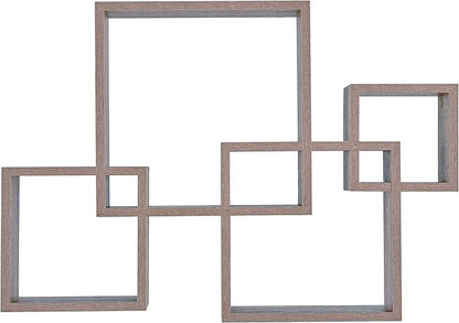 Danya B. Decorative Wall Mount Floating Intersecting Cube Accent Wall Shelf (Weathered Oak)