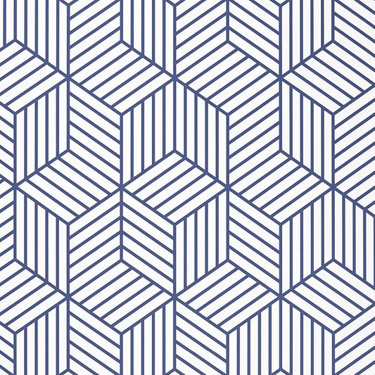 WENMER 17.71"x197" Geometric Hexagon Wallpaper Peel and Stick - Blue White Contact Paper, Removable Self Adhesive Vinyl Film for Shelf Drawer Home Use