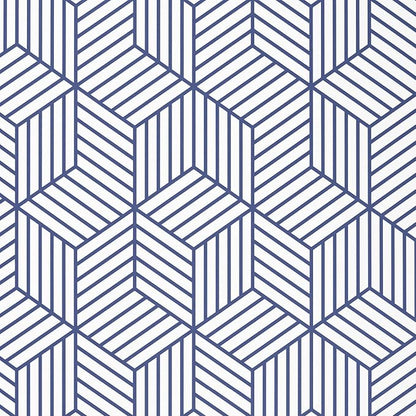 WENMER 17.7" x 1181" Geometric Hexagon Peel and Stick Wallpaper - Blue and White Removable Self Adhesive Vinyl Film for Home Use