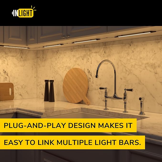 GETINLIGHT 12-inch Plug-in LED Under Counter Lights for Kitchen, Soft White 3000K, Pack of 3, IN-0110-23-SN