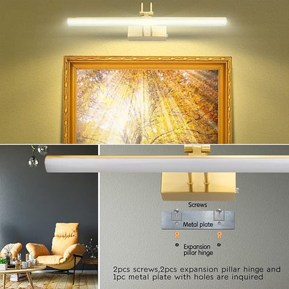 Picture Light,Picture Lights for Wall Cordless,13" Picture Lights with Timer and Dimmable,Battery Wall Lights for Display Gallery Painting Art Frame Portrait-Plated Gold