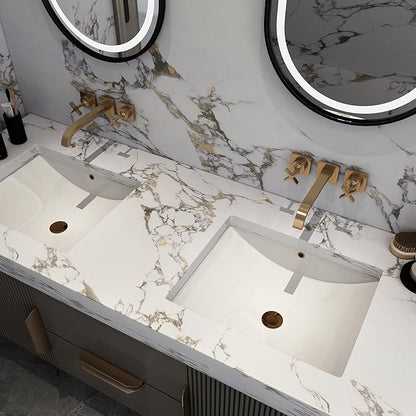 White Gold Marble Granite Contact Paper Kitchen Countertop peel and stick heat resistant wall paper 394x48inch widen Counter top Vinyl Wrap Waterproof Bathroom Wallpaper Carbon Rock Board wall sticker