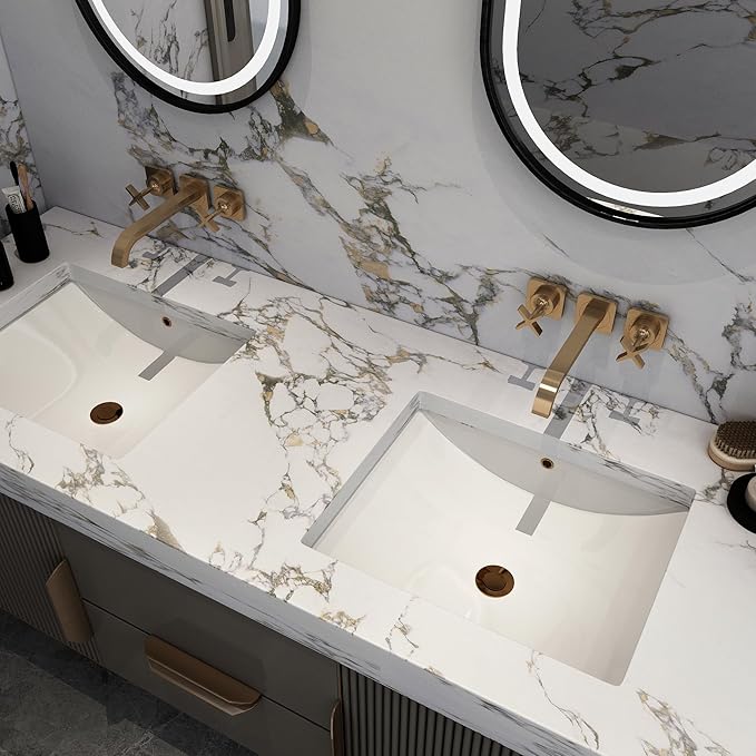 197x48inch Extra Wide Wall Paper White Gold Marble Contact Paper Peel and Stick Waterproof Self Adhesive Vinyl PVC Laminate Wrap Wallpaper for Kitchen Backsplash Bedroom Accent Walls Decor
