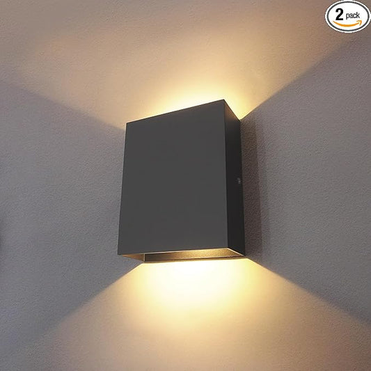 KICAAO LED Wall Sconces Set of Two, 12W Modern Wall Lamp, White Up Down Wall Mount Lights for Living Room Hallway Bedroom Decor, Hardwired Aluminum Wall lamp (Black-1pcs)