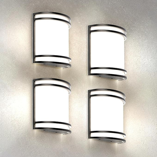 ASD LED Indoor Wall Mount Light Fixture - 8 Inch 15W Modern Interior Matte Black Dimmable Wall Sconce Light - ETL 3000K 4000K 5000K Adjustable - Hallway, Bedroom LED Wall Lights, 4 Pack