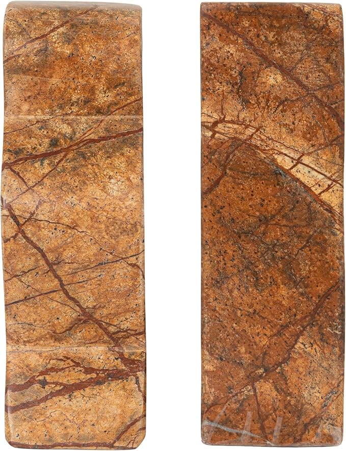 Creative Co-Op Decorative Marble Wave Bookends, Forest Brown