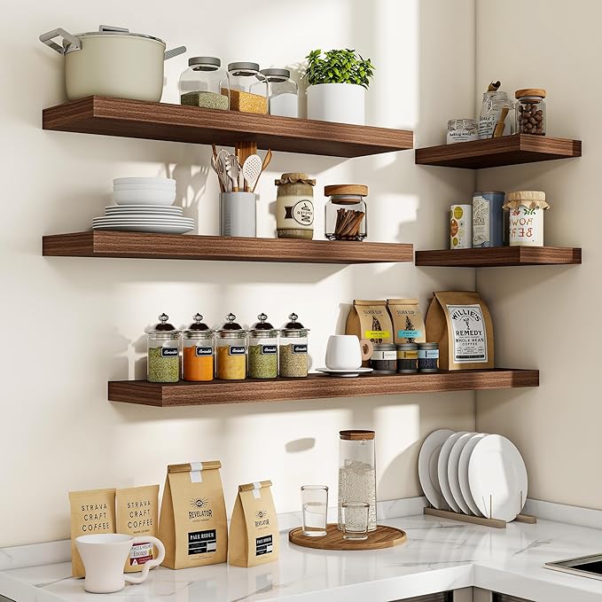 72 Inch Floating Shelves, 3D Textured Wood Grain, 72