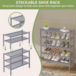 2 Tier Bamboo Shoe Rack for Closet Free Standing Wood Shoe Shelf for Entryway Small Space Stackable 27