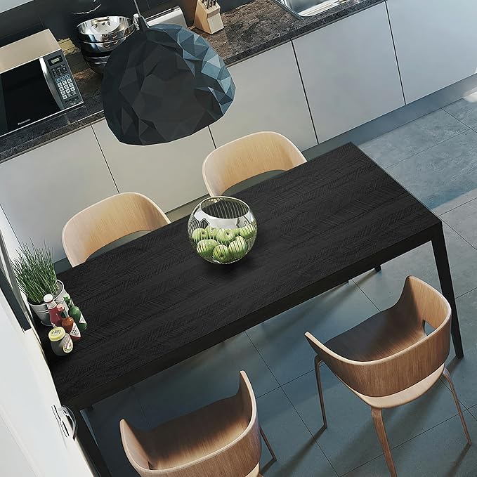 Safiyya 196''×15.7'' Black Peel and Stick Wallpaper Dark Countertop Kitchen Wall Paper Wood Contact Paper for Cabinets Walls Removable Waterproof Wallpaper for Drawer Liner Desk