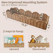 Nursery Book Shelves Set of 2 - Artisanal Natural Rattan Scalloped Book Shelf for Kids Rooms 15.8