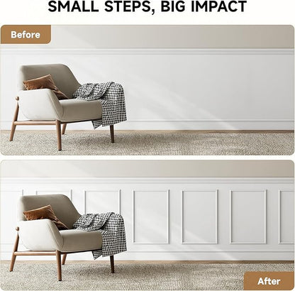 Peel and Stick Wall Molding Kit, INMOZATA 3 Sets 3D Pre-Cut Accent Molding Trim Wainscoting Panels for Interior Wall Decor Living Room Bedroom Entryway Plain Door (24" x 16")
