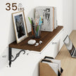 RICHFOCUS Floating Shelves for Wall Decor, 24Inch Shelves Set of 2, 24W x 8D Floating Shelves Wall Mounted with Metal Brackets, Rustic Wood Shelves for Living Room Bedroom Kitchen, Walnut