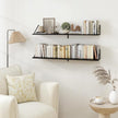Heimlove Black Deep Floating Shelves for Wall, 40W x 8D Wood Wall Shelves Set of 2, Wide Floating Bookshelf for Living Room, Kitchen, Office, Bedroom and Decor Storage, with Metal Bracket - Black