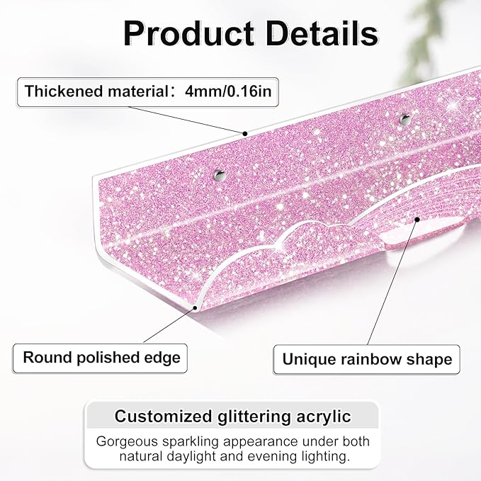 Rainbow Glitter Acrylic Floating Shelves, 23.6