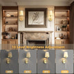 DORESshop Battery Operated Wall Sconce Set of 2, Wall Light Wireless Easy to Install, Dimmable and Adjustable Sconce Wall Decor, Rechargeable Wall Lamp for Bedroom, Living Room, Gold and Glass 24.6in