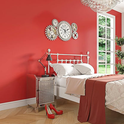 Livelynine 24 Inch Red Contact Paper for Cabinets Countertops Shelves Matte Red Wallpaper Peel and Stick Waterproof Kitchen Cabinet Covers Removable Wall Paper Red Vinyl Wrap for Cabinets 197"L Large