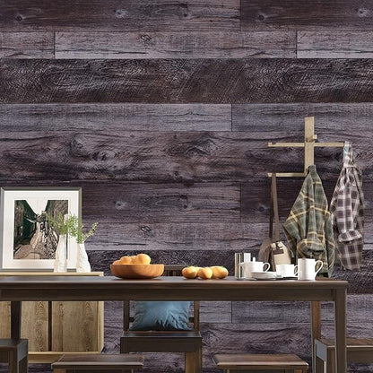 WENMER 17.71" x 118.1" Grey Wood Peel and Stick Shiplap Self-Adhesive Wallpaper Planks for Countertop, Cabinet, Shelf, Wall, Door