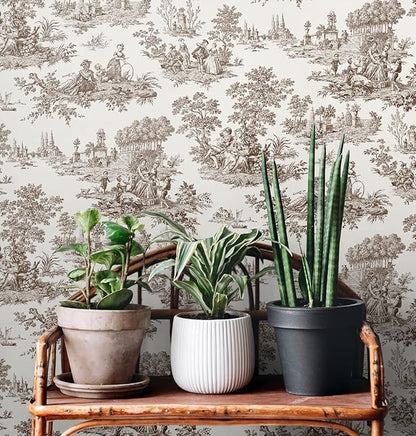 NextWall Chateau Toile Peel and Stick Wallpaper (Sable Brown)