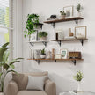 RICHFOCUS Floating Shelves for Wall Decor, 35.4W x 8D Shelves Set of 2, 8 Inch Deep Rustic Wood Shelves Wall Mounted with Brackets, Long Floating Shelves for Living Room Bedroom Kitchen, White