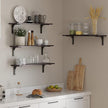 DINZI LVJ Long Wall Shelves, 23.6 Inch Wall Mounted Shelves Set of 2, Easy-to-Install, Wall Storage Ledges with Sturdy Metal Brackets for Living Room, Bathroom, Bedroom, Kitchen, Espresso