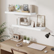 Fun Memories Floating Shelves Set of 2, 36 Inch Long Wooden Wall Shelves, 10 Inch Deep Wall Mounted Storage Shelf with Metal Brackets for Living Room, Bathroom, Bedroom and Kitchen, White