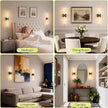 L LOHAS LED Battery Operated Wall Sconces Set of 2, 10000mAh Black Battery Wall Sconce 360 Full Lighting, 3000K Dimmable Wireless Wall Light, Sconce Wall Decor for Bathroom, Bedroom, Living Room, 24in