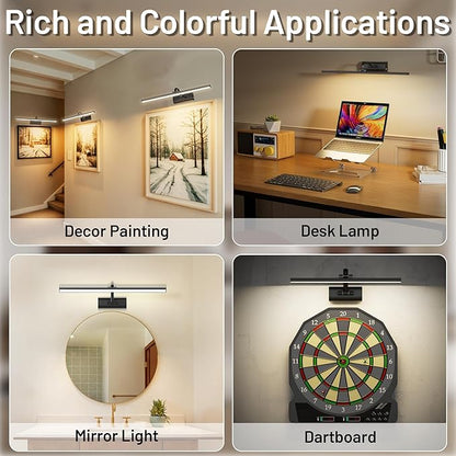 AIFEI Wireless Picture Lights for Wall Battery Operated, 8000mAh Long-Last Lights for Pictures on Wall, Remote & Touch, 3 Color Dimmable No Wiring Needed Art Light for Paintings Poster, 23.6" Black