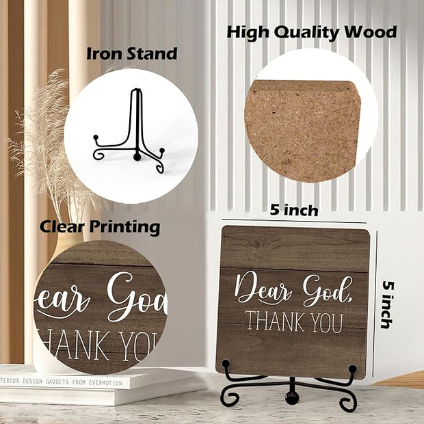 Modern Farmhouse Decor, Home Decor For Living Room, Boho Chic Aesthetic Shelf Decorations, Christian Rutsic Dear God Sign, Farm House Entryway Tv Stand Fireplace Coffee Table Decoration (07)