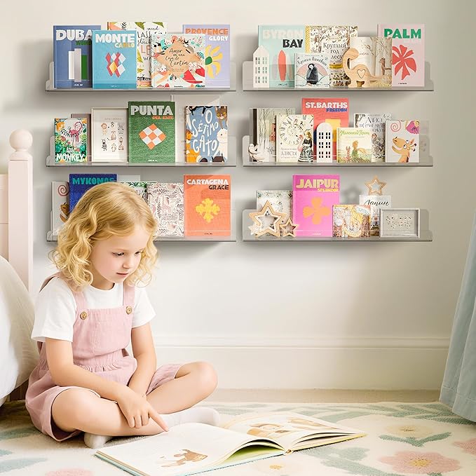 upsimples 6 Pack Acrylic Shelves for Wall Storage, 15