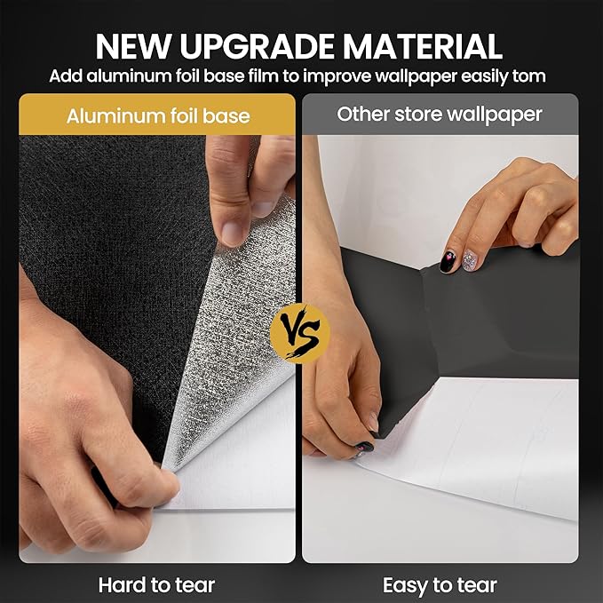 practicalWs Black Wallpaper Peel and Stick with Tools, Matte Black Contact Paper Self-Adhesive and Removable 17.7'' x 590.5'', Thickened Wall Paper for Cabinets, Drawers and Countertop