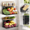 Magnetic Shelf for Fridge, Large Container Magnetic Spice Rack for Refrigerator, Fruit Potato and Onion Storage Bins, Magnetic Basket with Wood Lid, Kitchen Counter, Cabinet