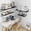 Heimlove Black Deep Floating Shelves for Wall, 24W x 12D Wood Wall Shelves Set of 2, Wide Floating Bookshelf for Living Room, Kitchen, Office, Bedroom and Decor Storage, with Metal Bracket - Black